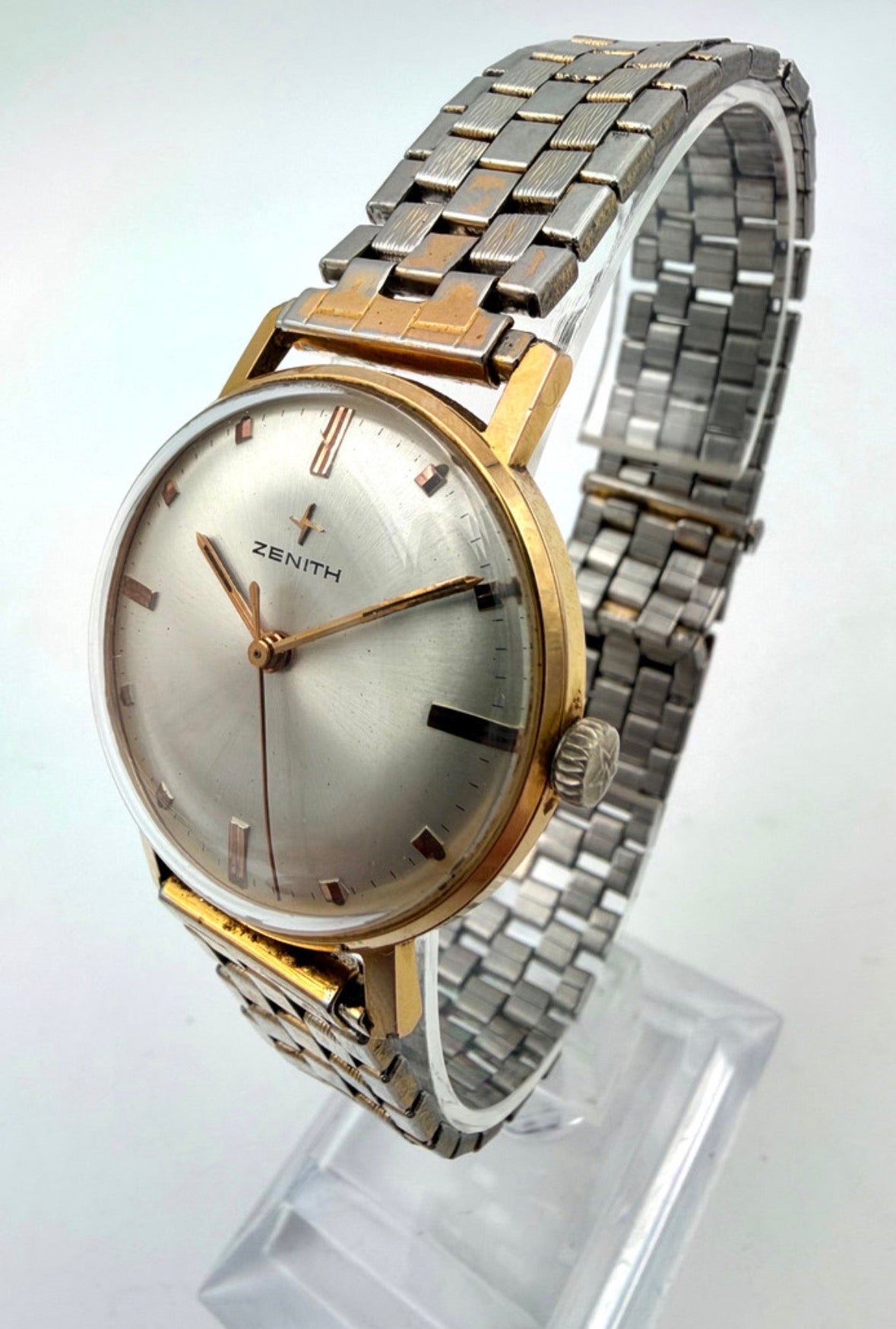 Vintage Zenith Dress Watch – Gold Plated Case – Swiss Hand-Wound – Silver Sunburst Dial