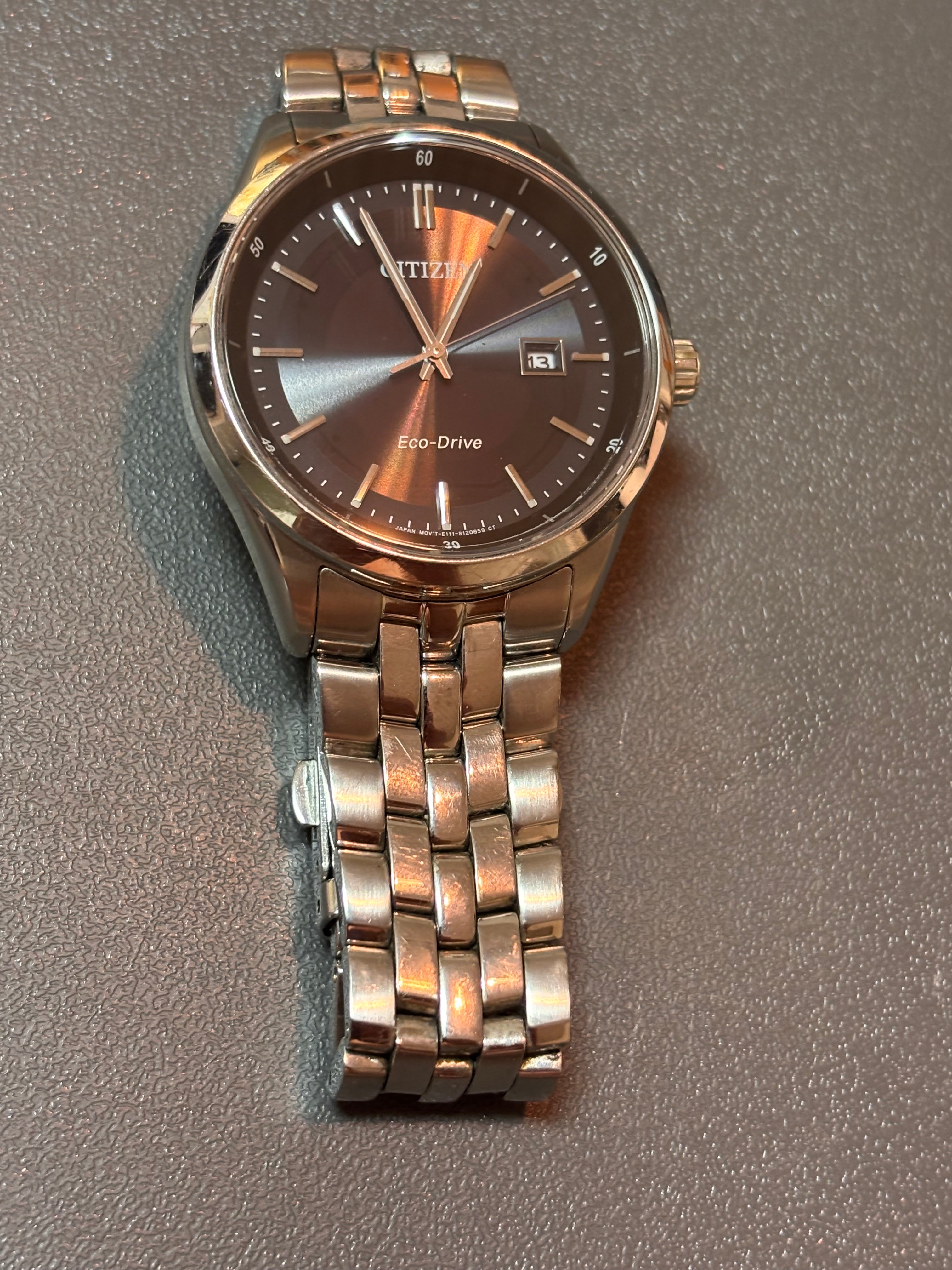 Citizen Eco-Drive Black Dial Solar Watch | Sapphire Crystal | Date | Original Bracelet