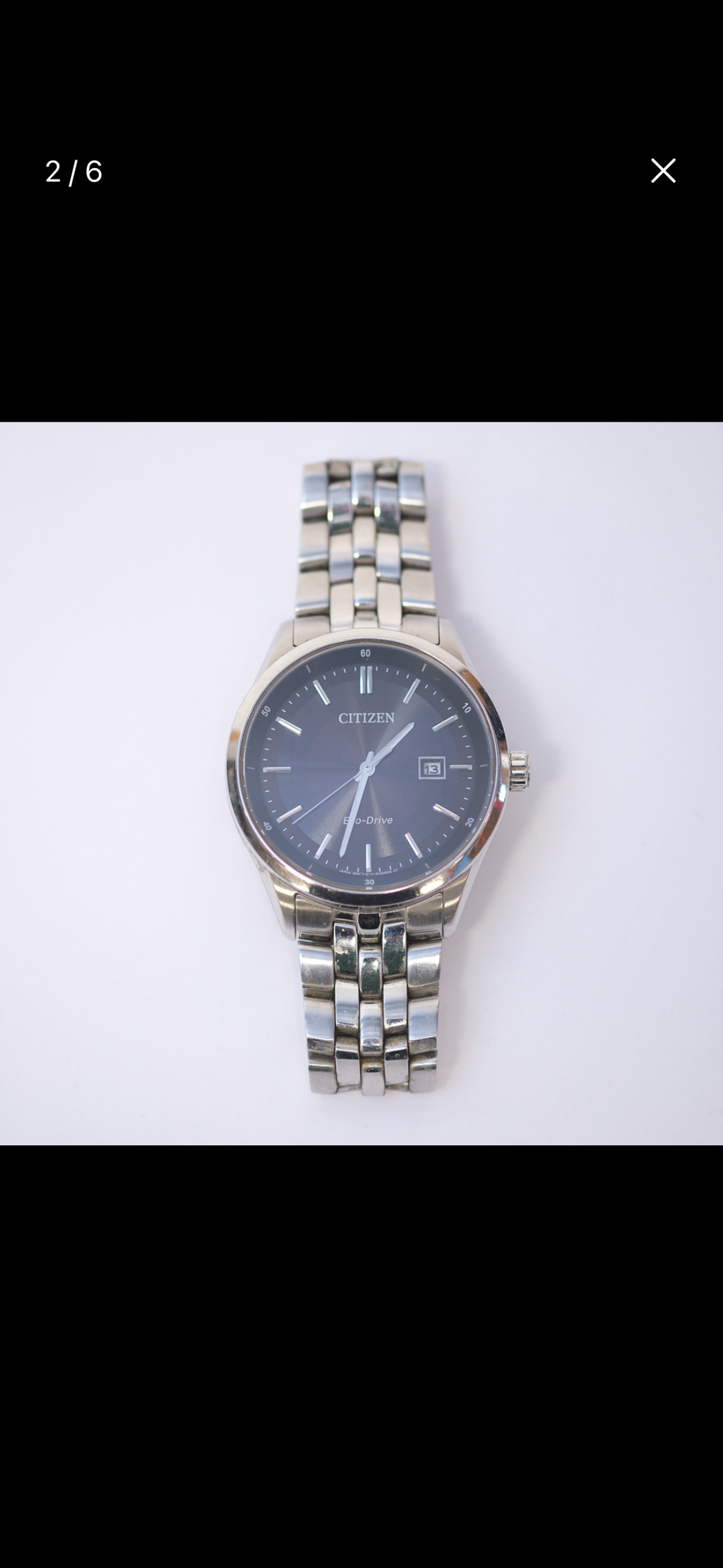 Citizen Eco-Drive Black Dial Solar Watch | Sapphire Crystal | Date | Original Bracelet