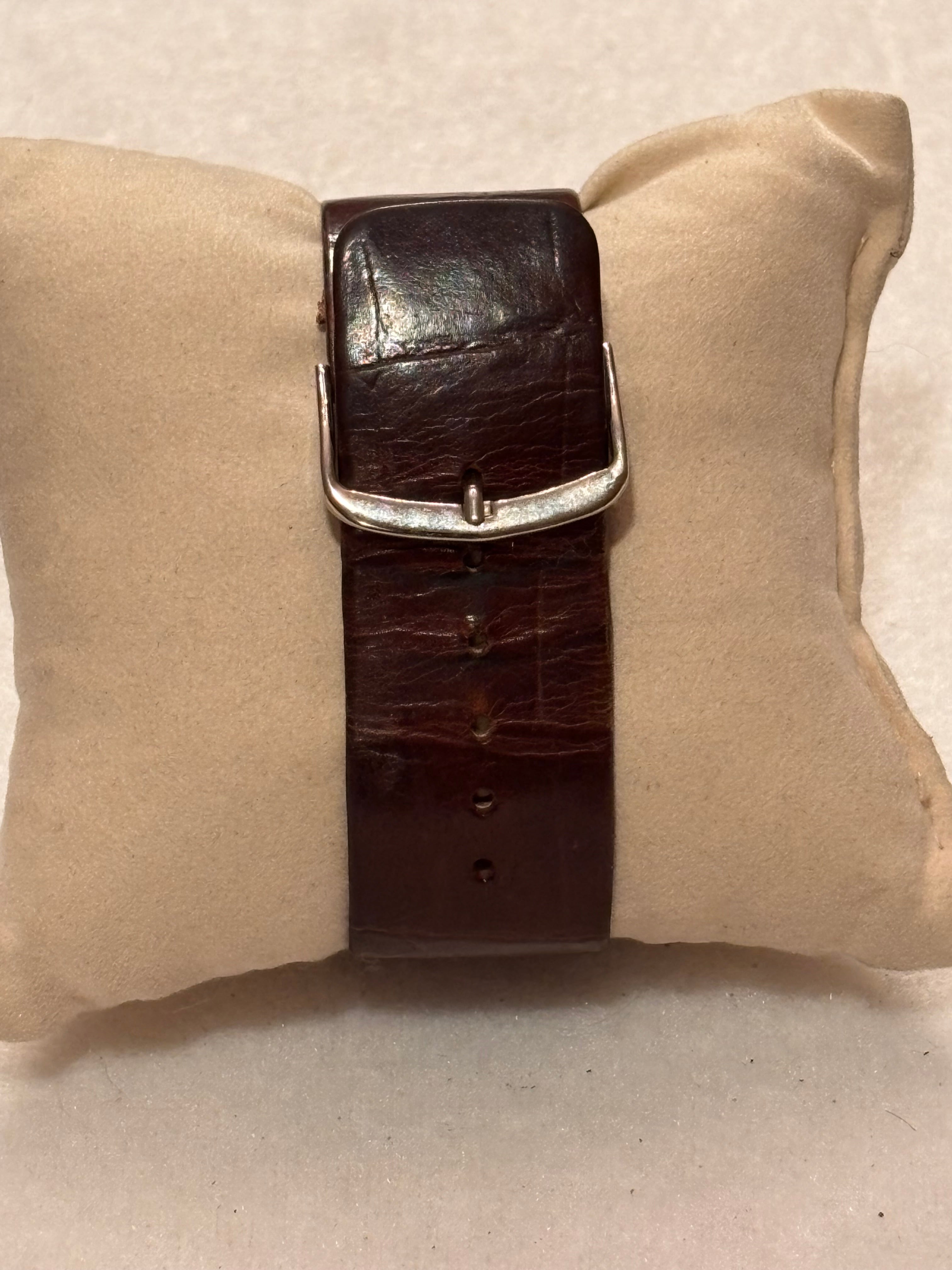 Moretime Square Crystal Bezel Watch – Brown Dial – Leather Strap – Quartz