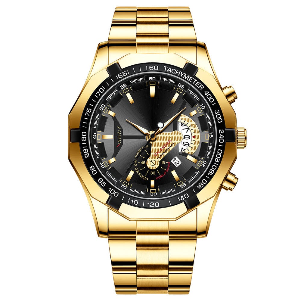 Men's 47mm Multifunction Quartz Watch – Stainless Steel Style