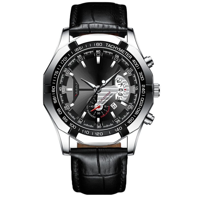 Men's 47mm Multifunction Quartz Watch – Stainless Steel Style