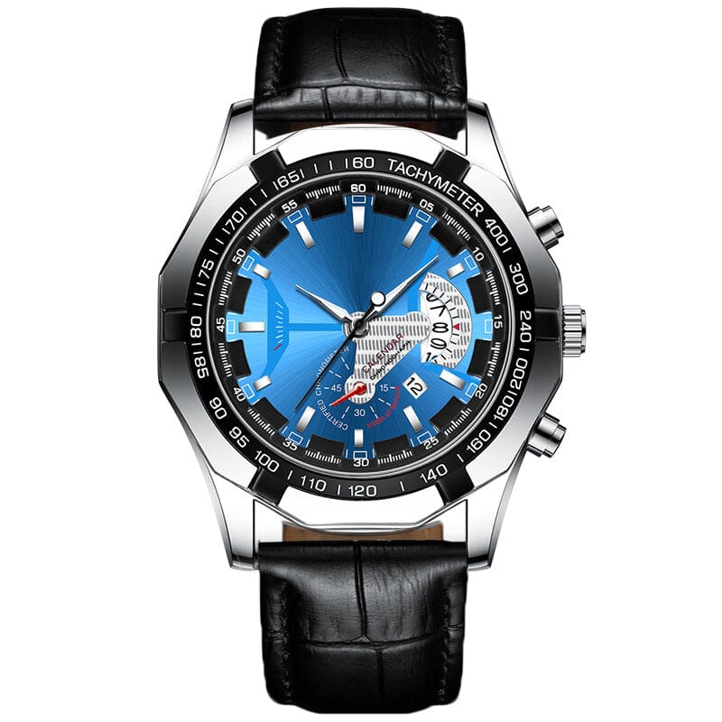 Men's 47mm Multifunction Quartz Watch – Stainless Steel Style