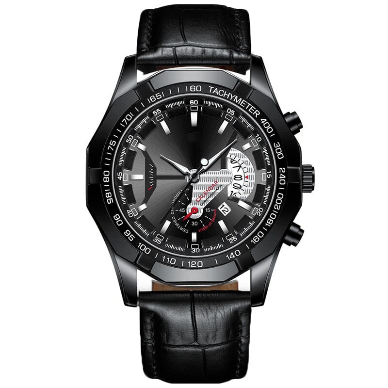 Men's 47mm Multifunction Quartz Watch – Stainless Steel Style