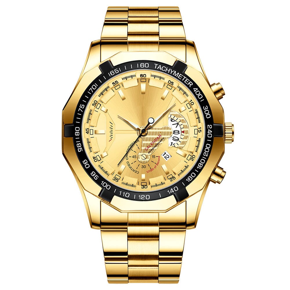 Men's 47mm Multifunction Quartz Watch – Stainless Steel Style