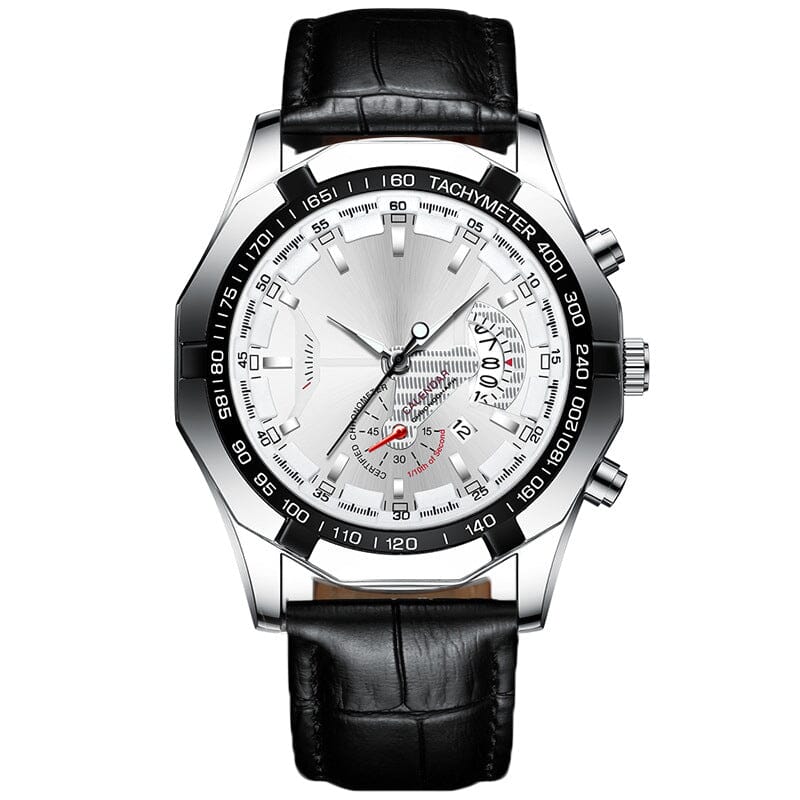 Men's 47mm Multifunction Quartz Watch – Stainless Steel Style