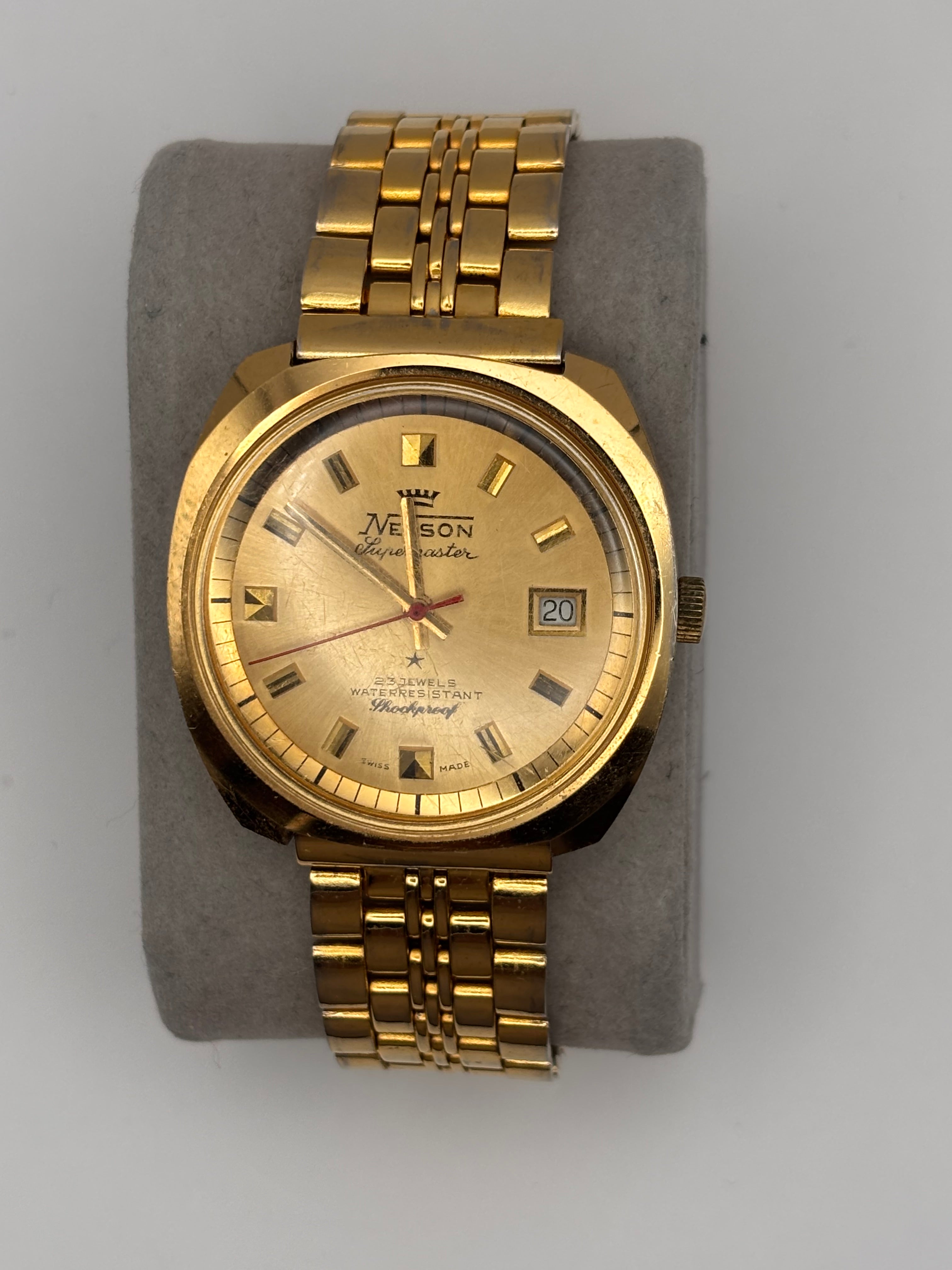 Vintage Nelson Supermaster Swiss Made 23 Jewels Gold Plated Men’s Watch – Perfect Working Condition