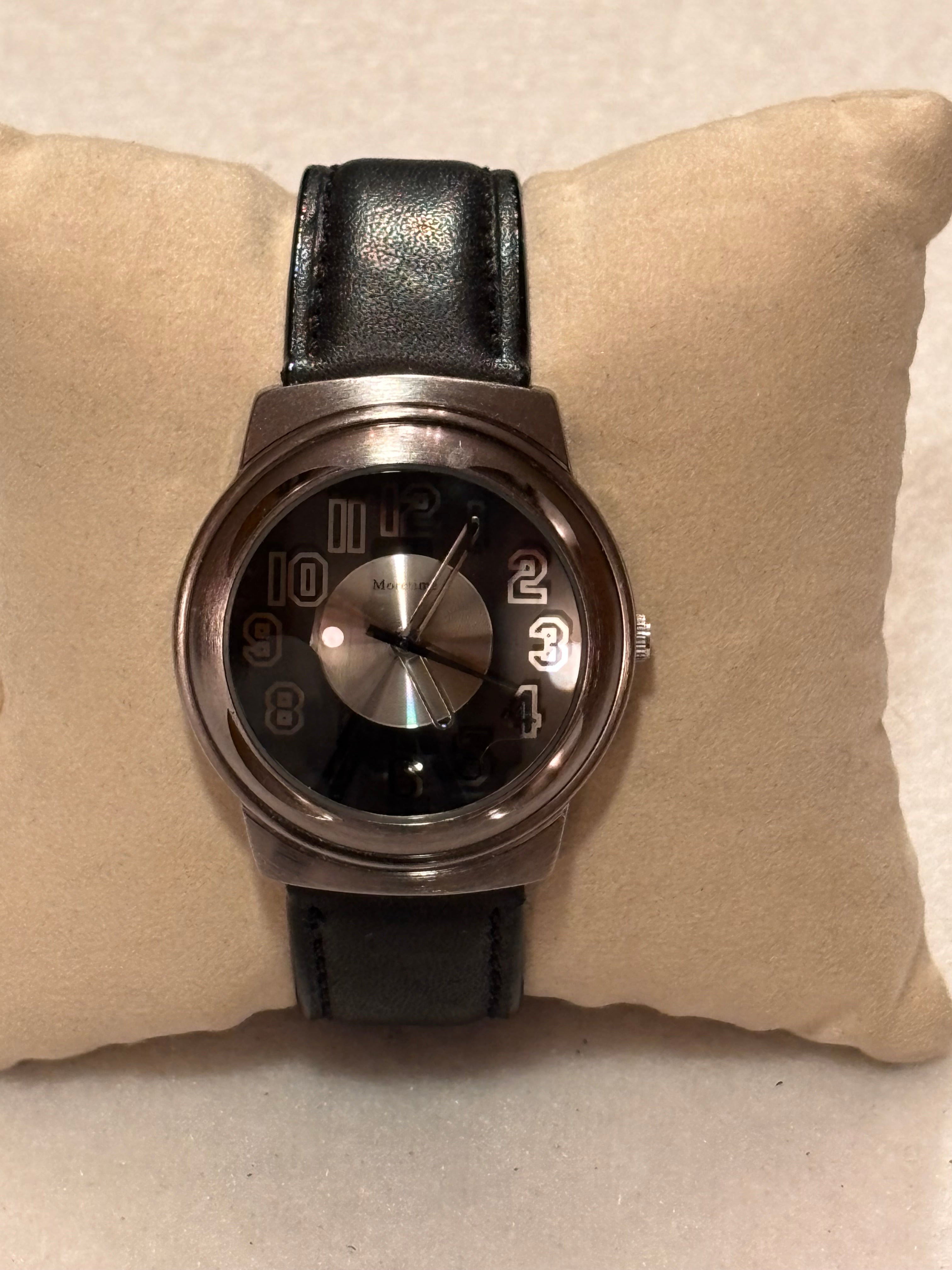 Moretime Vintage Quartz Watch – Black Dial – New Leather Strap