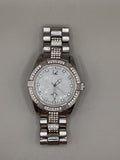Silver-Tone Quartz Watch with Rhinestone Markers