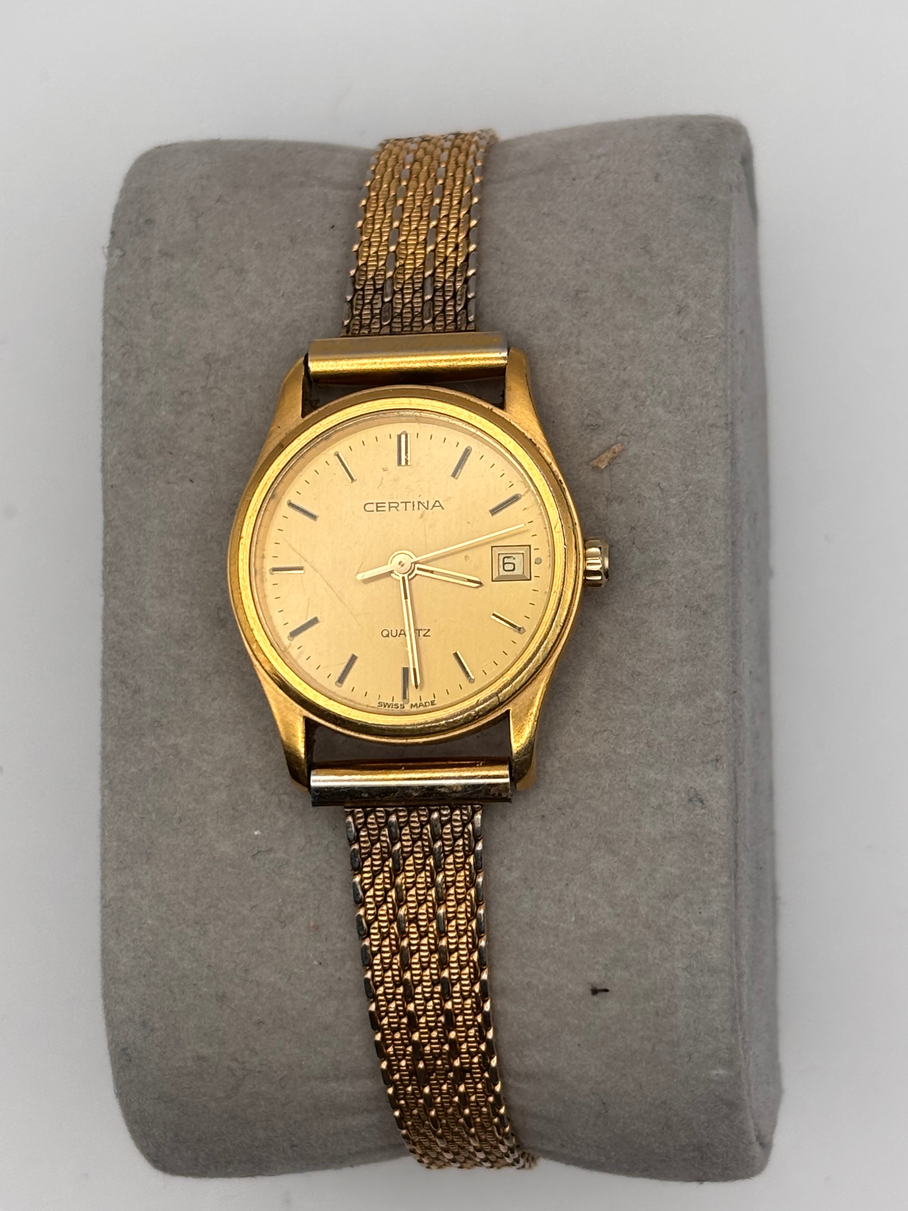 Certina Vintage Quartz Gold Tone Ladies Watch – Swiss Made – Date
