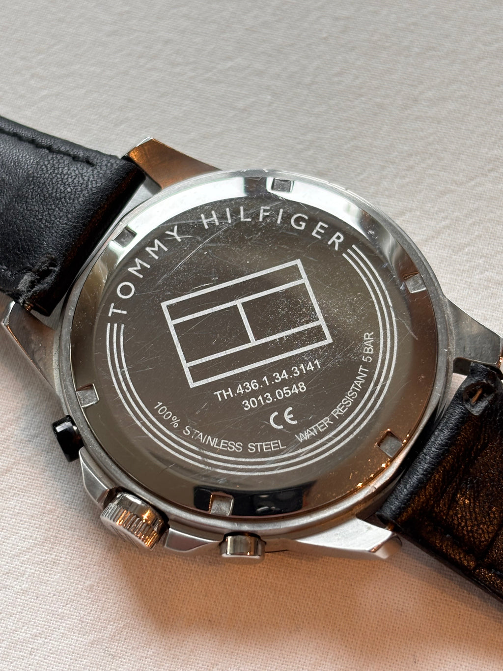 Tommy Hilfiger Multifunction Watch – Black Dial – Genuine Leather Strap