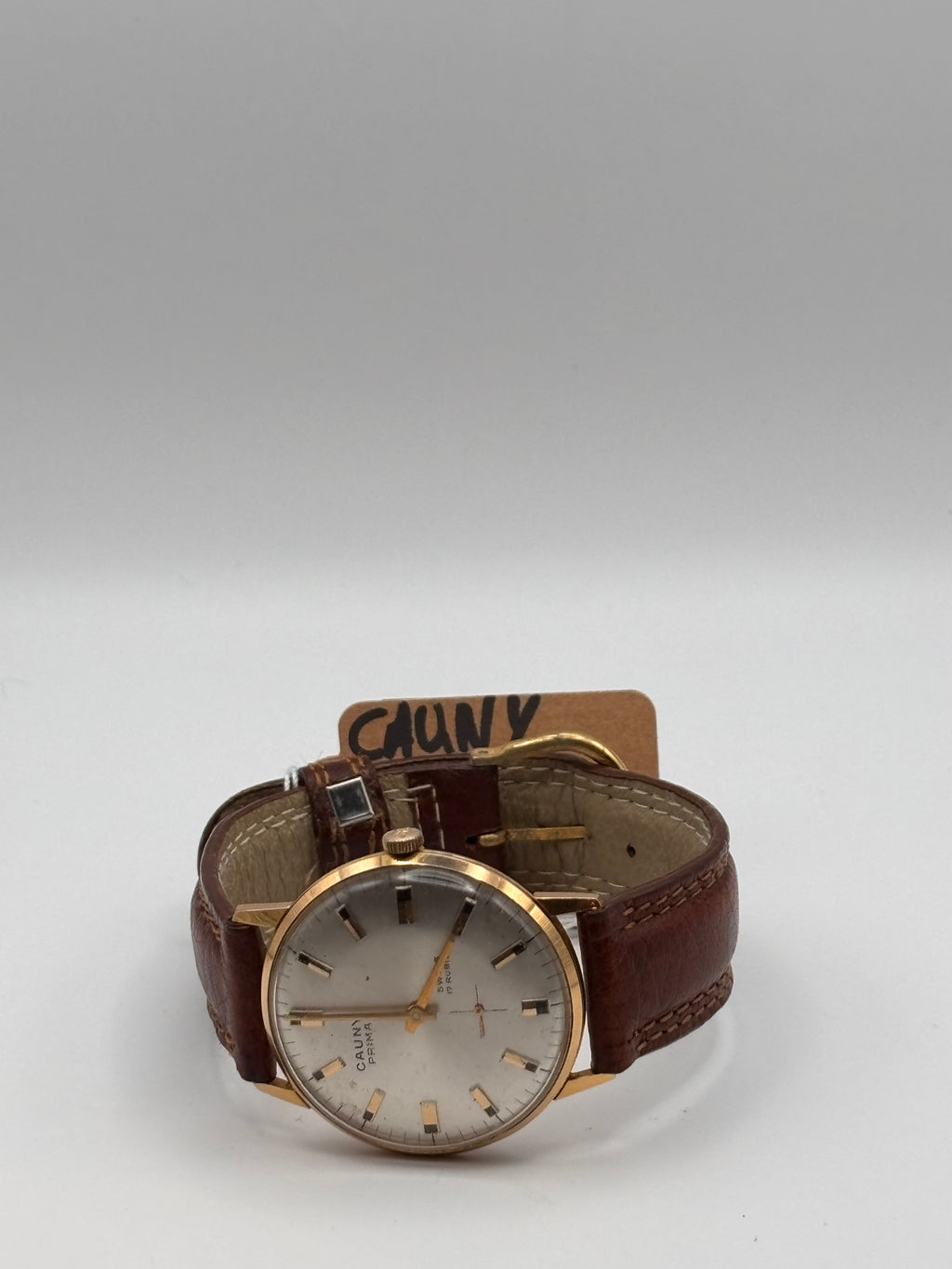 Cauny Prima Vintage Dress Watch – Swiss Made – 17 Jewels – Gold Plated – Serviced Strap