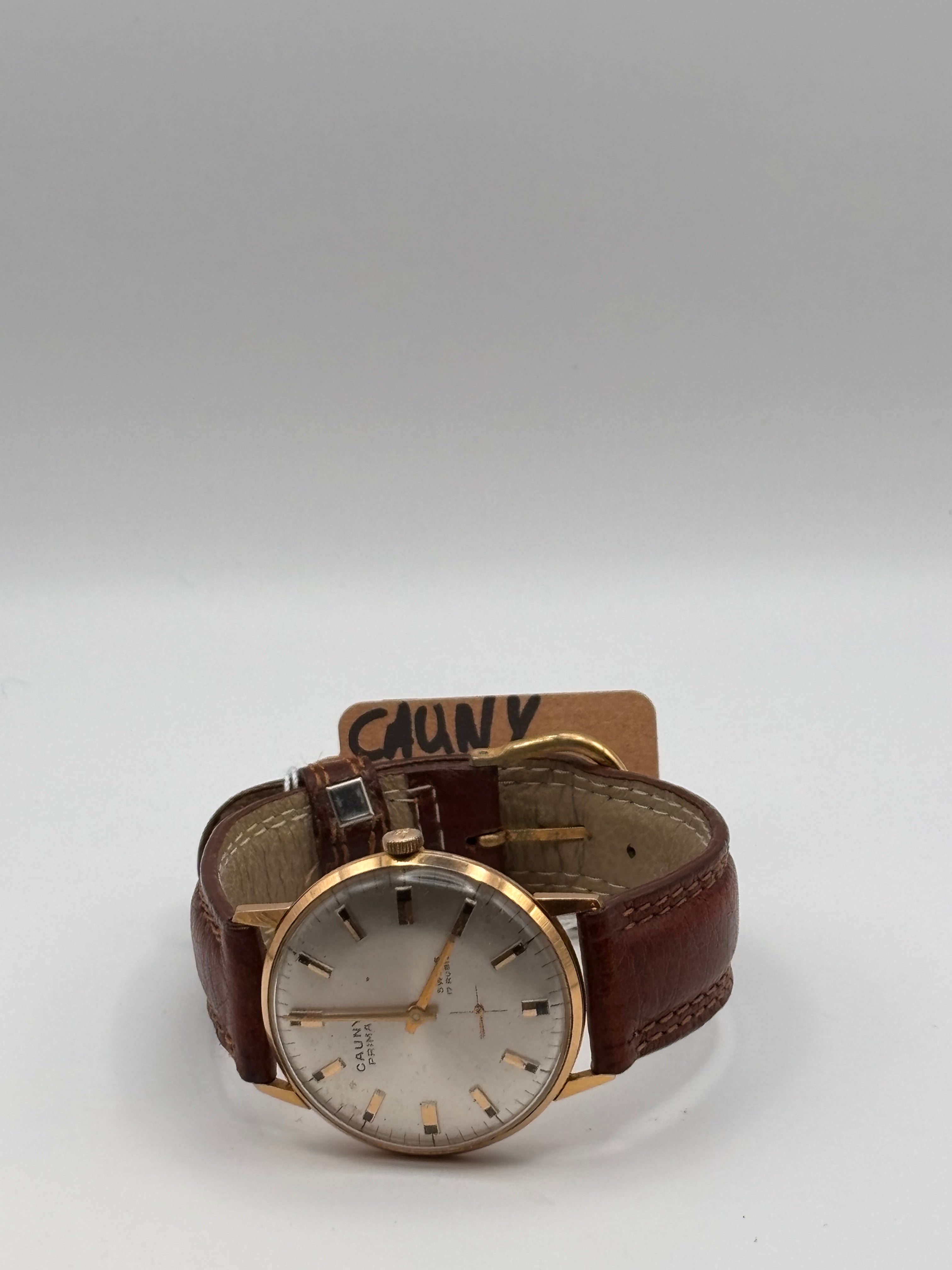 Cauny Prima Vintage Dress Watch – Swiss Made – 17 Jewels – Gold Plated – Serviced Strap