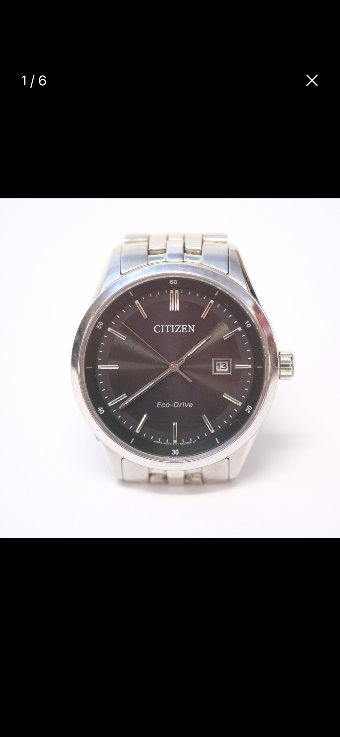 Citizen Eco-Drive Black Dial Solar Watch | Sapphire Crystal | Date | Original Bracelet