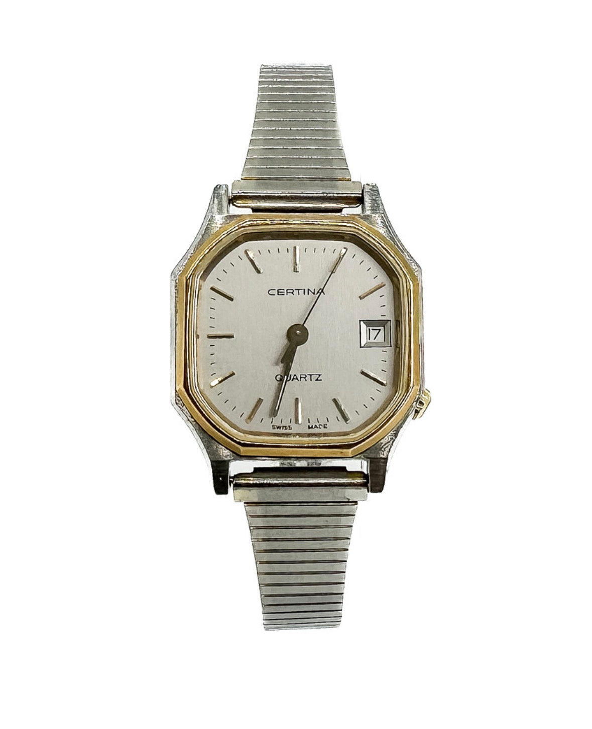 Vintage Certina Quartz Two-Tone Octagonal Swiss Watch | Date | Original Bracelet