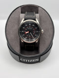 Citizen Eco-Drive Pilot Watch Black Dial Leather Strap – Perfect Working Condition + Box