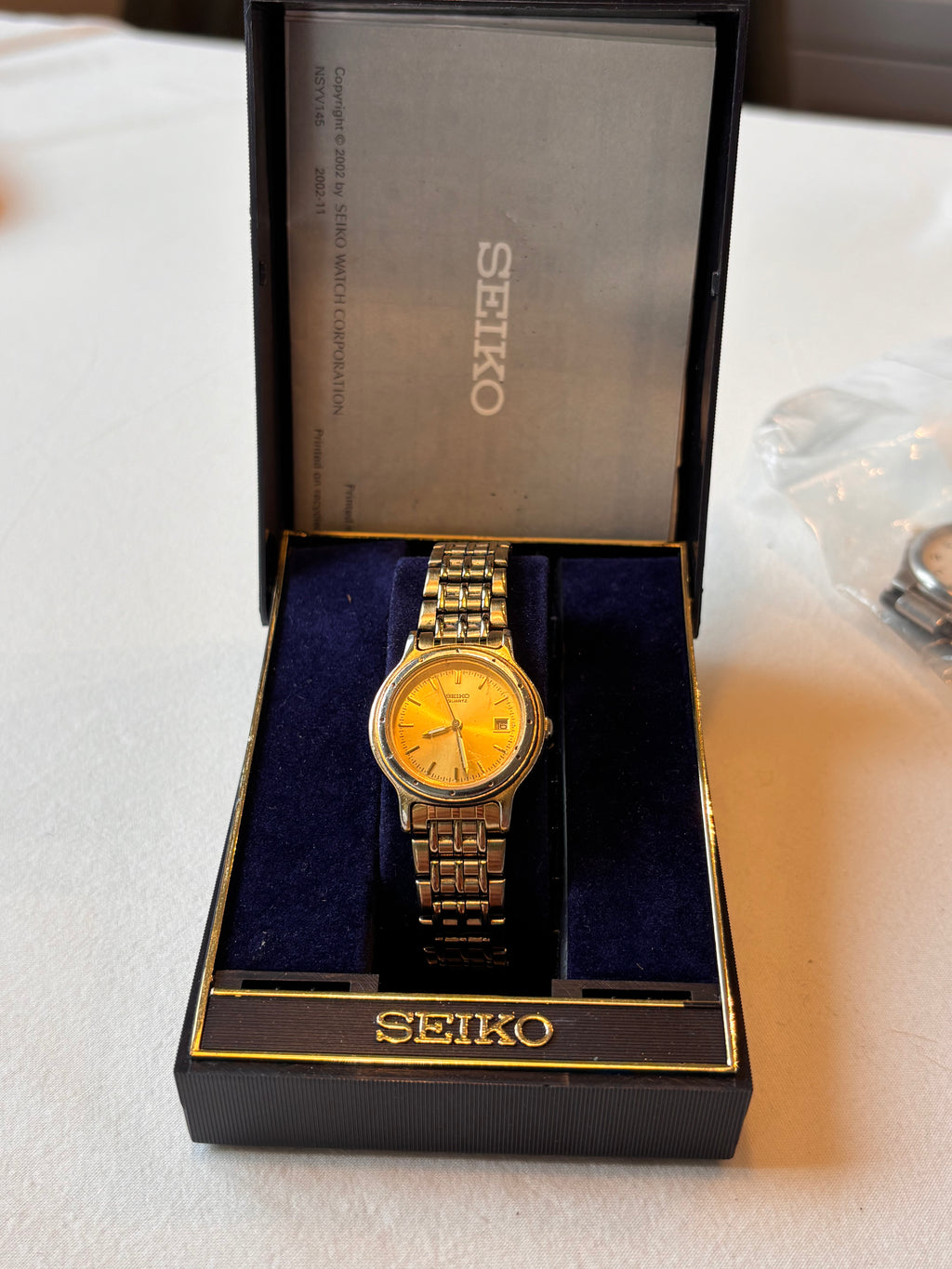 Vintage Seiko Ladies Quartz Gold-Tone Watch with Original Box