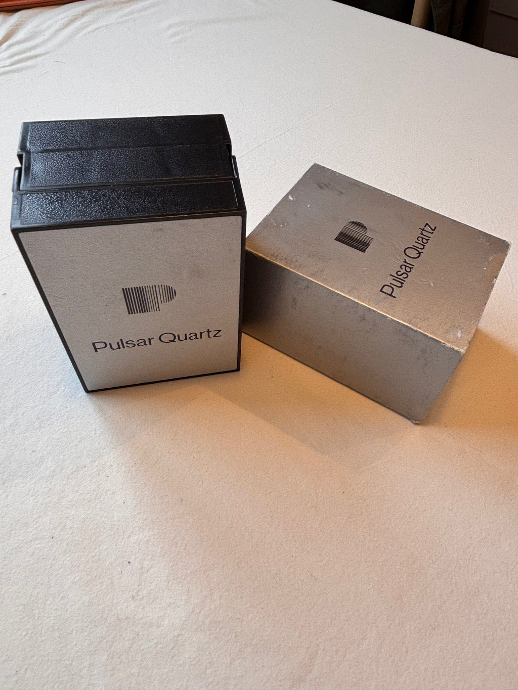 Vintage Pulsar Quartz Rectangular Gold-Tone Watch with Original Box & Papers