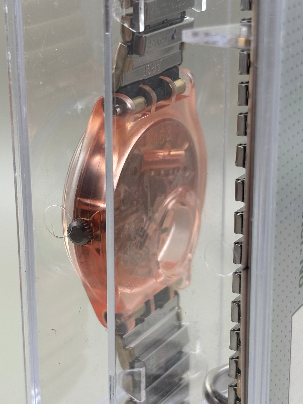 Swatch Transparent Rose Gold Swiss Quartz Watch – Original Case