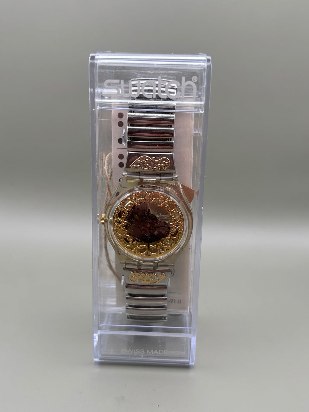 Swatch Gold Filigree Transparent Swiss Watch – Original Case