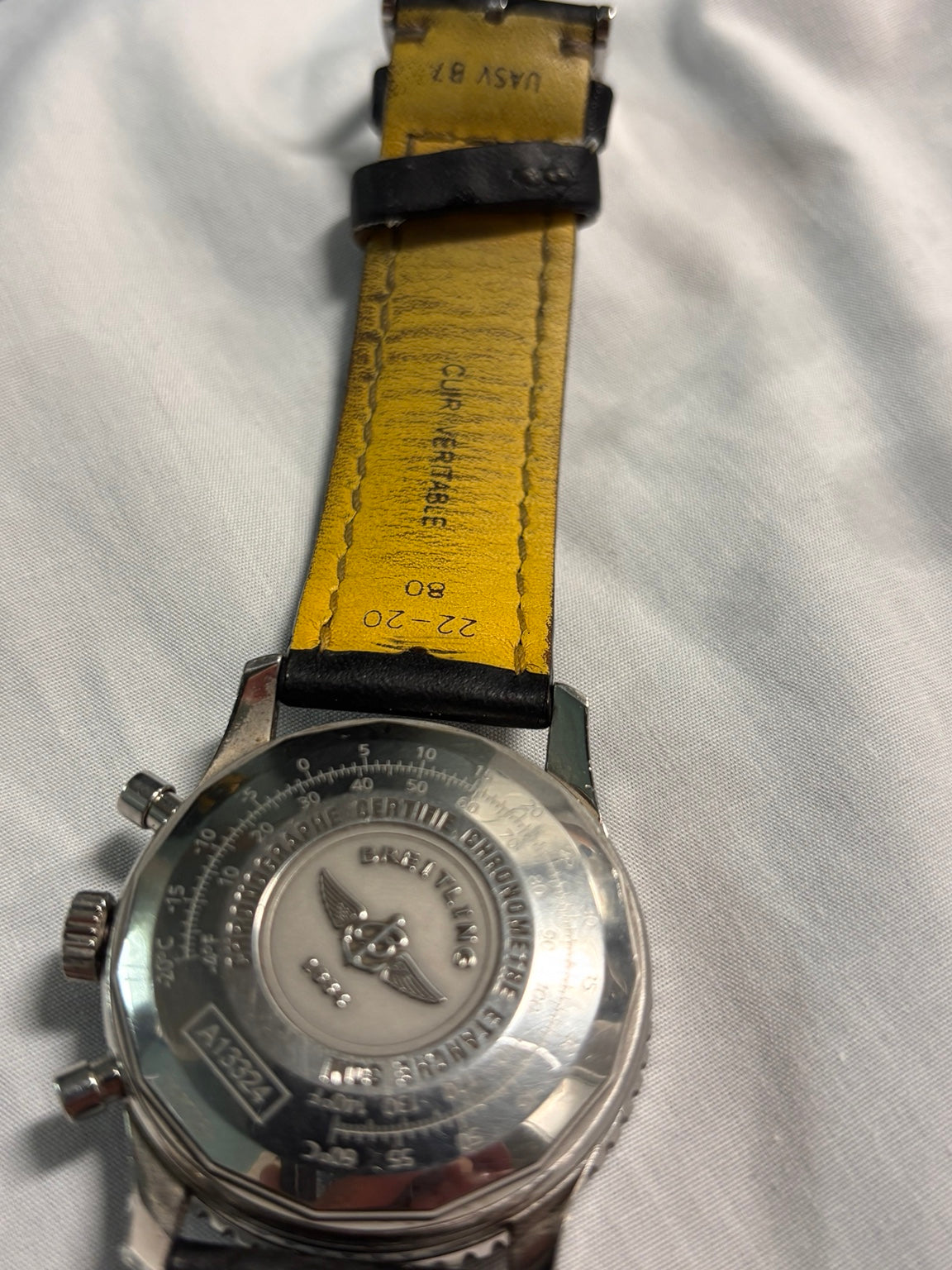 Breitling Navitimer caseback and leather strap
