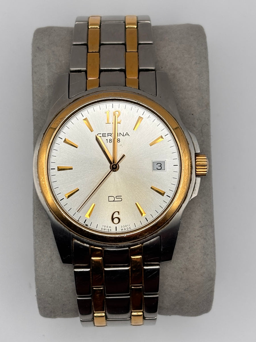 Certina DS two-tone Swiss watch front view