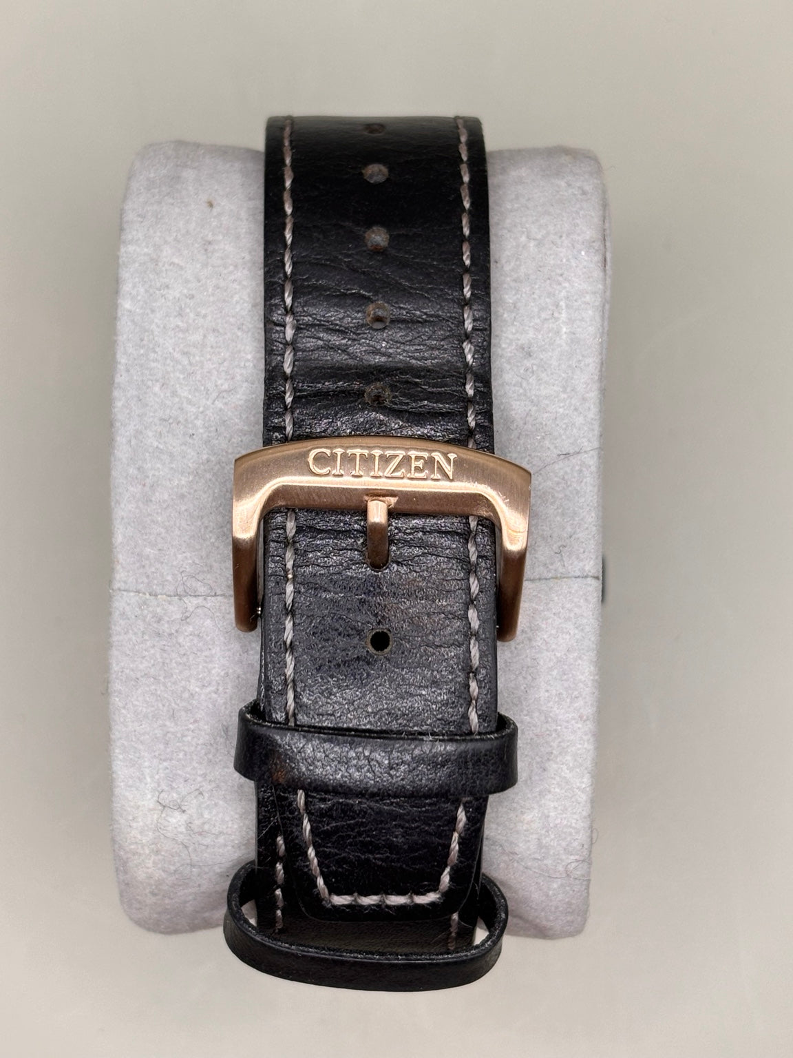 Citizen signed buckle and black leather strap