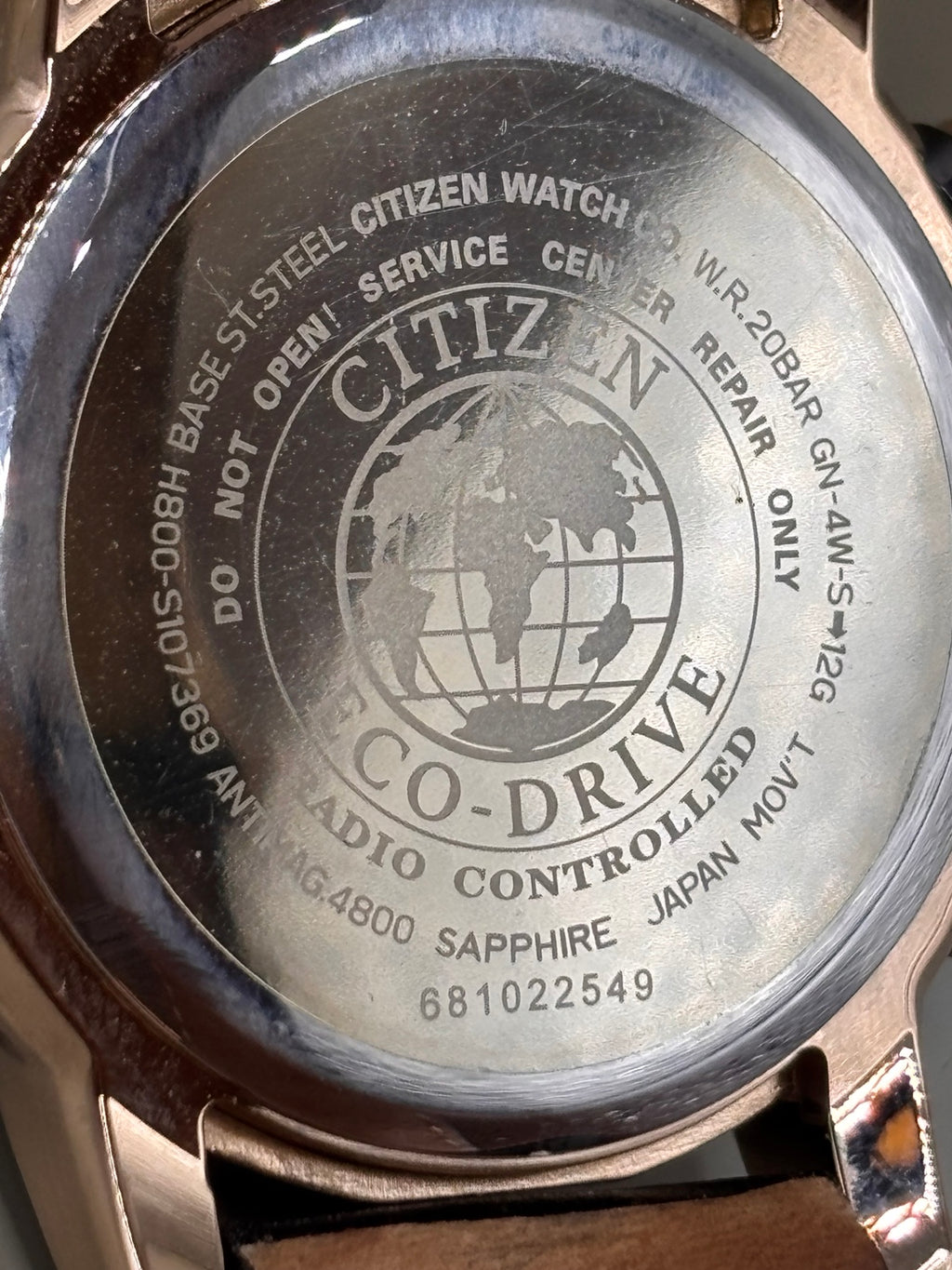Citizen AT8013-17E H800 case back and serial number