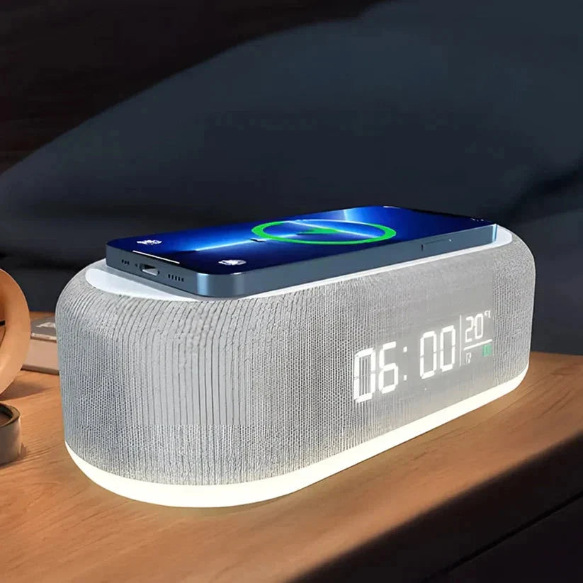 Digital väckarklocka med trådlös Qi-laddning, LED-nattlampa och temperaturvisning – produktbild 1