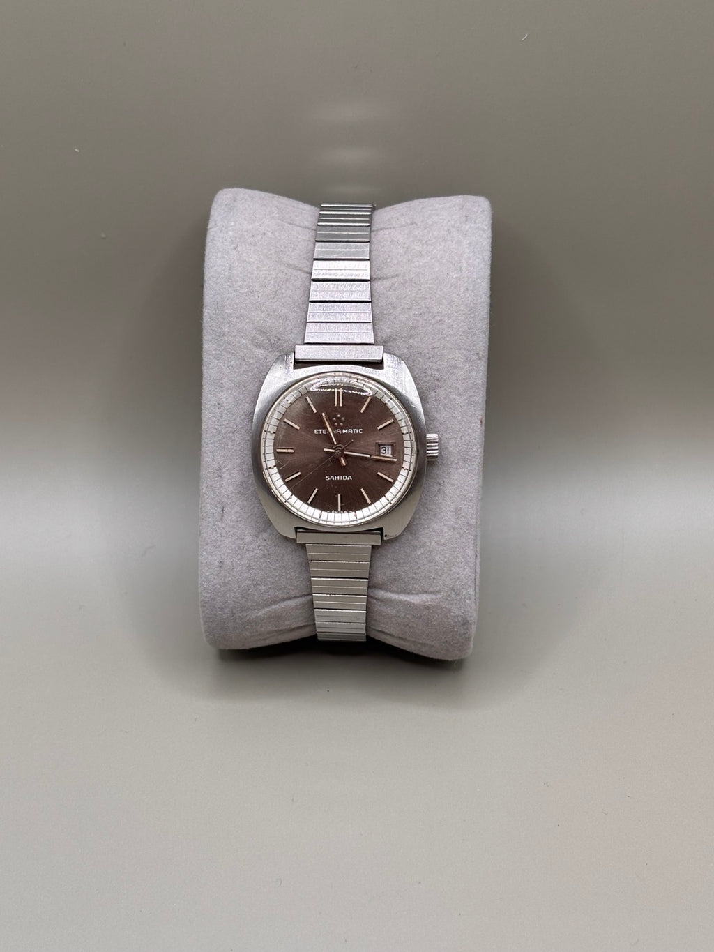 Eterna-Matic Sahida automatic brown dial front view