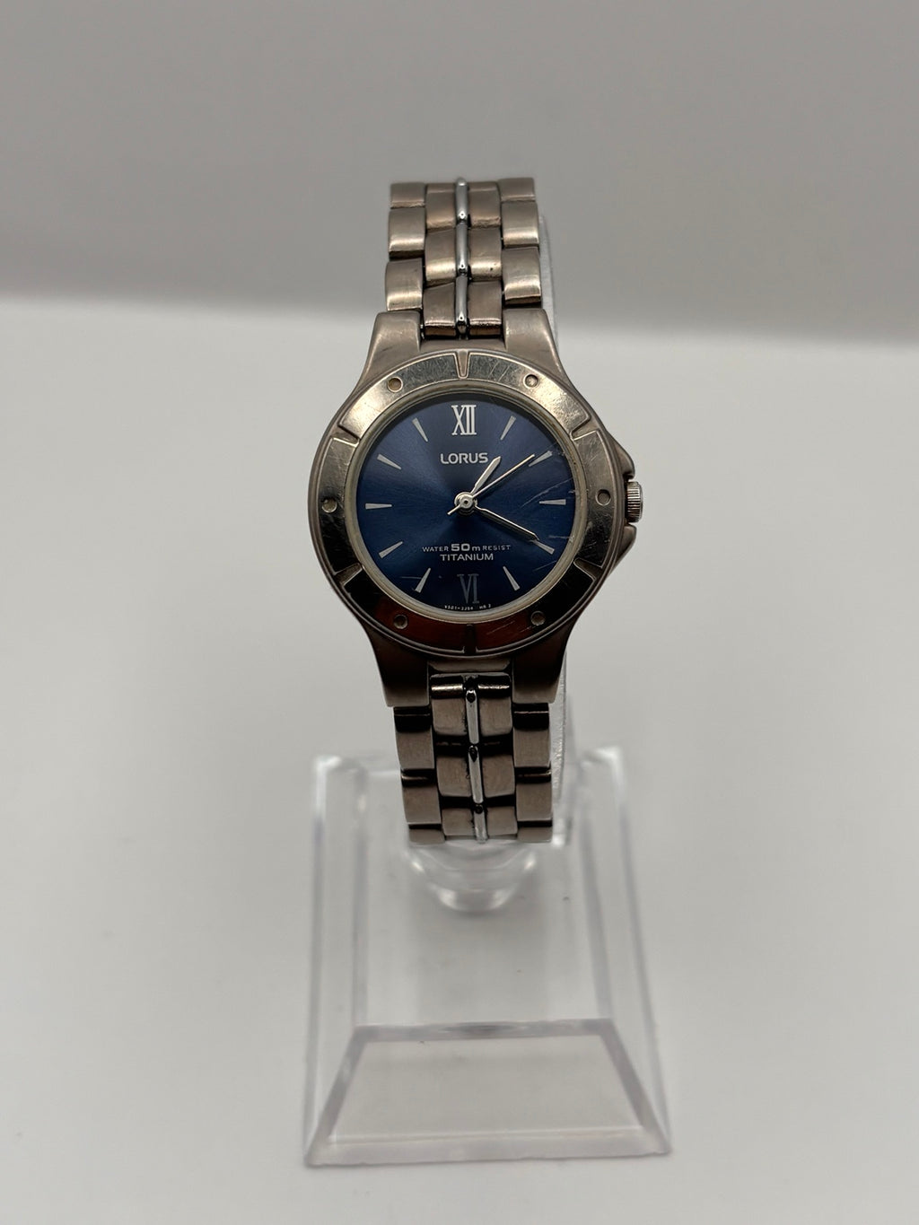Lorus Titanium blue dial quartz watch front view