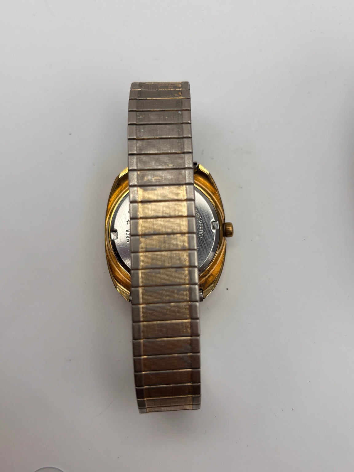 Vintage Rodania watch rear view with expansion bracelet