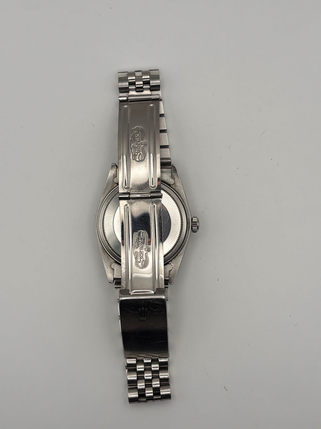 Rolex Datejust 1601 caseback and opened Jubilee bracelet