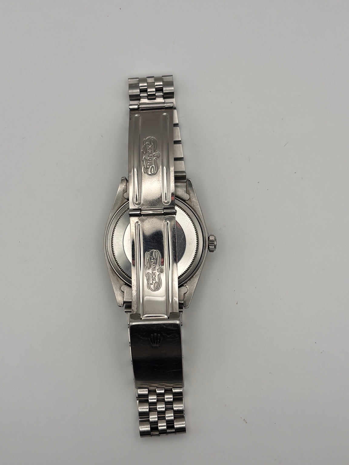 Rolex Datejust 1601 caseback and opened Jubilee bracelet