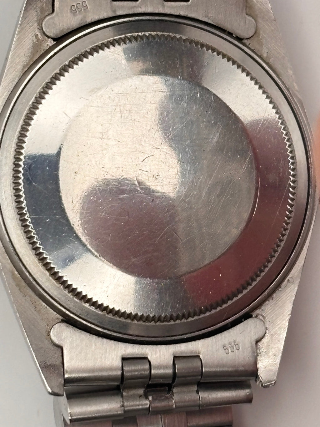 Vintage Rolex Datejust 1601 caseback and bracelet end link