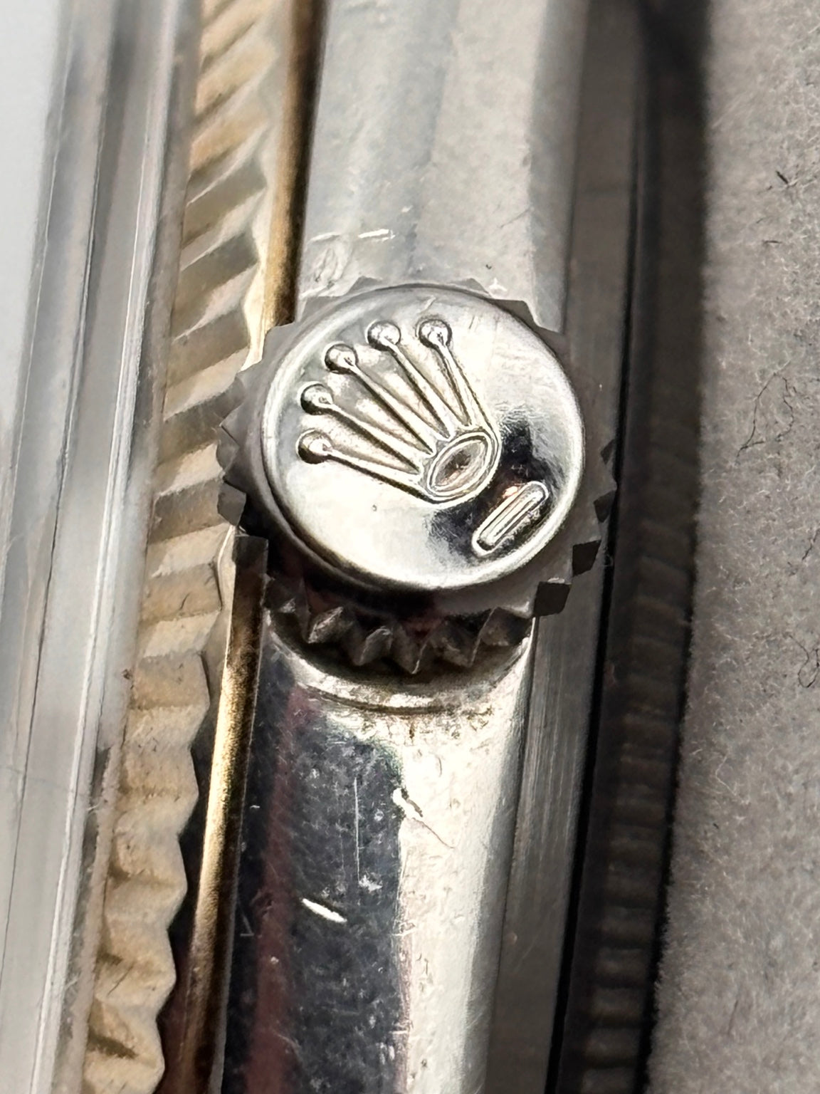 Rolex Datejust winding crown close-up