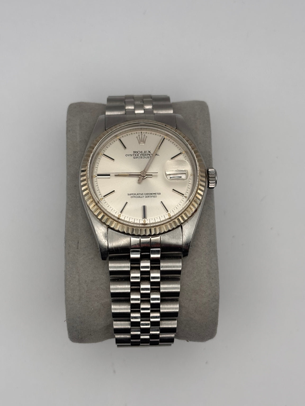 Vintage Rolex Datejust 1601 silver dial and Jubilee bracelet