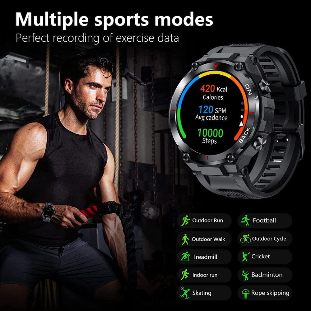 Rugged IP68 Smartwatch – Heart Rate Monitor & 1.32-inch Display