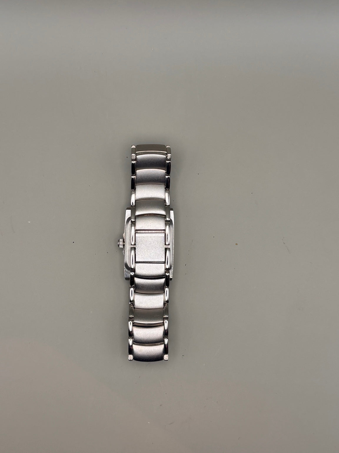 Ladies silver-tone rectangular quartz watch bracelet