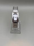 Ladies silver-tone rectangular quartz bracelet watch front