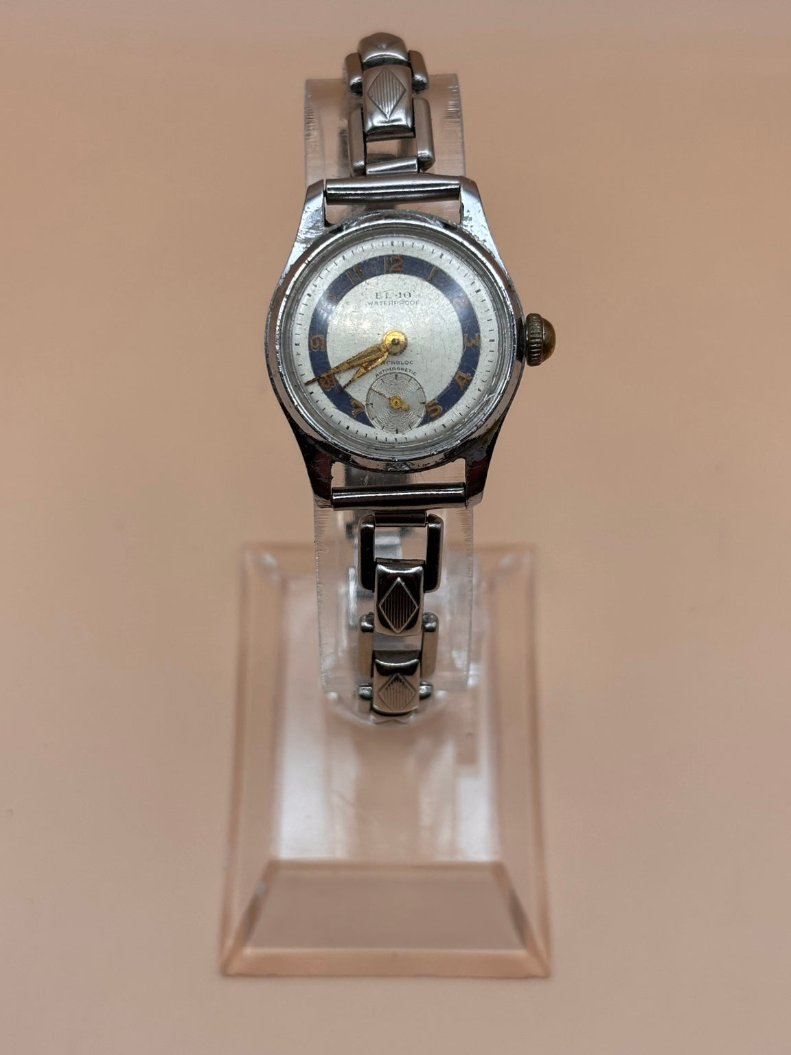Vintage Swiss E.L. 10 mechanical Incabloc watch front view